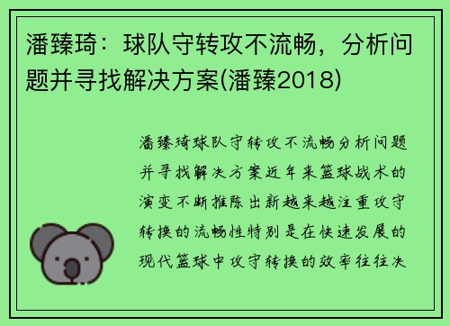 潘臻琦：球队守转攻不流畅，分析问题并寻找解决方案(潘臻2018)